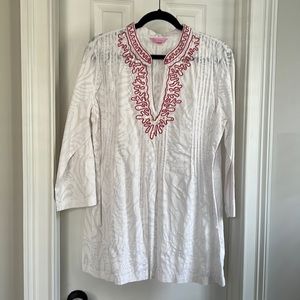 Lilly Pulitzer pink and White beaded Tunic XL